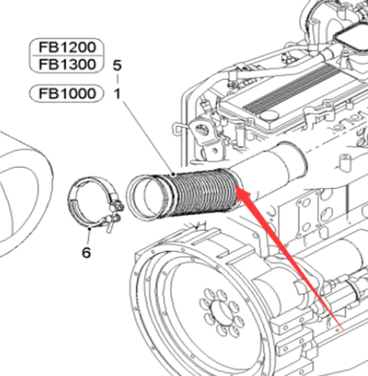 铣刨机排气波纹管2381462